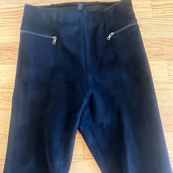 NWT BCBGMAXAZRIA BLACK FAUX SUEDE FLARED LEGGINGS PANTS XS $178 - Picture 6 of 9